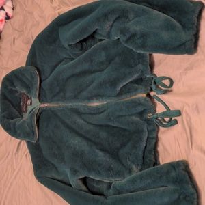Know one cares dark green zip up bomber jacket, size small. New with the tags
